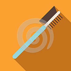 Make up eyebrow comb icon, flat style