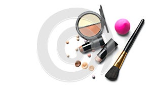 Make-up. Face contouring make up, contour. Highlight, shade, blend. Makeup Products, make up artist tools. Foundation, concealer