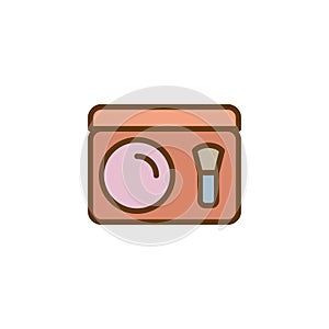 Make up powder palette and brush filled outline icon