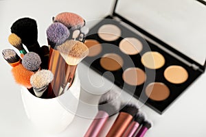 Make up products and accessories close up
