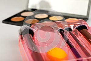 Make up products and accessories close up