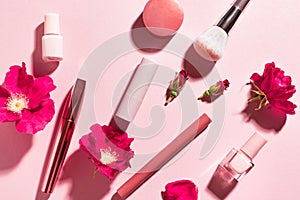 Make up products and flowers