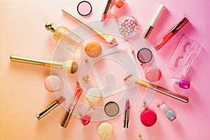 Make up products and macaroons