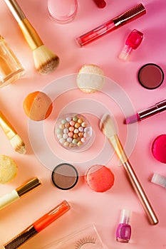 Make up products and macaroons
