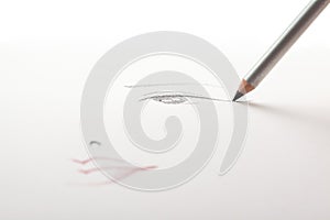 A make-up sketch, black eye liner pencil drawing