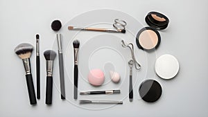 make-up tools isolated on white background