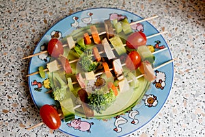 Make vegetables and fruits tasty for children with vegetable skewers