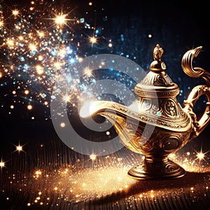 make a wish on the beautful magic genie lamp