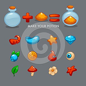 Make Your Potion, Vector Mobile Game Alchemy Constructor