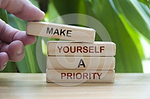 Make yourself a priority text on wooden blocks.