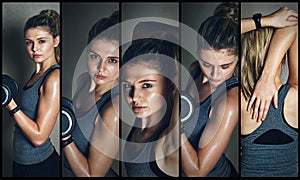 Make yourself proud. Composite image of a young female athlete working out in the studio.