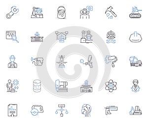 Maker line icons collection. Create, Invent, Craft, Build, DIY, Innovate, Construct vector and linear illustration