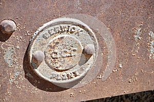 Makers mark on rusting train \