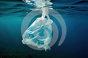 Makeshift Plastic bag underwater. Generate Ai