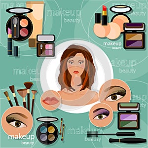 Makeup artis beautiful woman face professional cosmetics