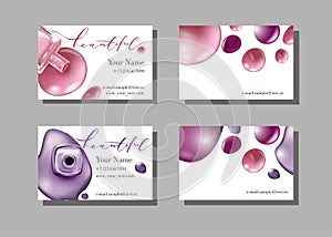 Makeup artist business card. Vector template with makeup items pattern - nail Polish. Vector.