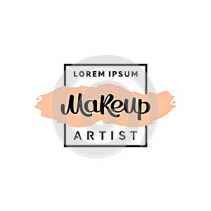 Makeup artist fashion logo. Lettering illustration.