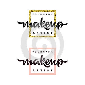 Makeup artist fashion logo. Lettering illustration.