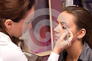 makeup artist applying makeup photo
