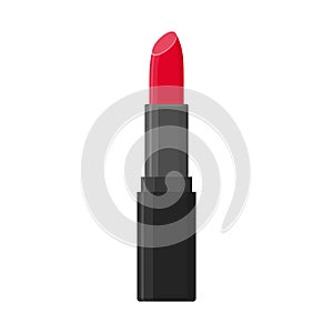 Makeup beauty lipstick on white background. Accessory glossy fashion