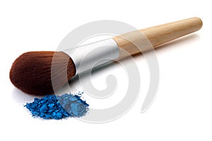 Makeup brush with blue make-up