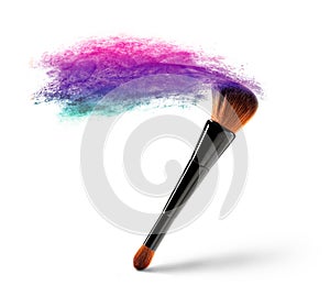 Makeup brush with color powder