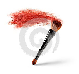 Makeup brush with color powder