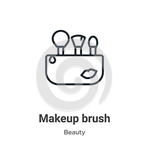 Makeup brush outline vector icon. Thin line black makeup brush icon, flat vector simple element illustration from editable beauty