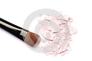 Makeup brush with pink eyeshadows