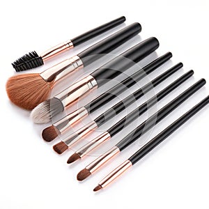 Makeup brush set isolated on white background