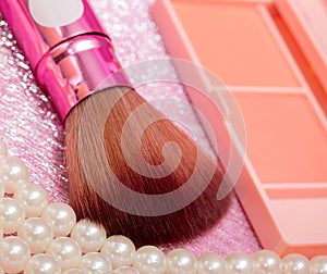Makeup Brush Shows Beauty Products And Brushes