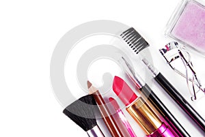 Makeup and brushes cosmetic set