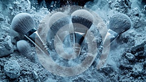 Makeup Brushes Explode Powder Background