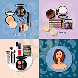 Makeup brushes hadows professional make-up details cosmetology