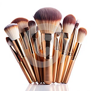 Makeup brushes isolated on white background