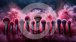 Makeup Brushes in Powder Explosion