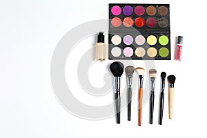 Makeup brushes set for professional on white background