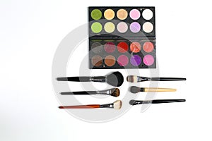 Makeup brushes set for professional on white background