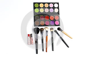 Makeup brushes set for professional on white background