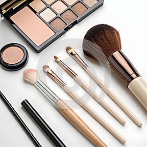 Makeup Brushes and Tools isolated on white background