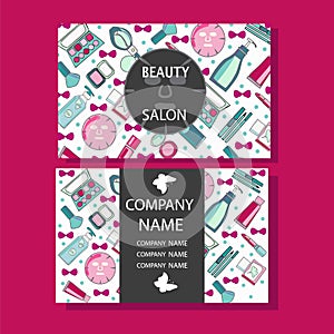 Makeup care cute design of business cards for beauty salon