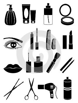 Makeup and cosmetic icons set