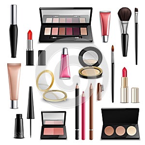 Makeup Cosmetics Accessories Realistic.Items Collection