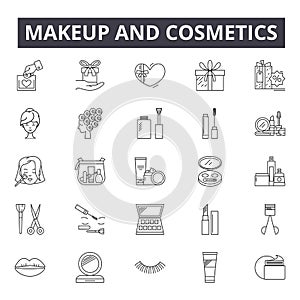 Makeup and cosmetics concept line icons, signs, vector set, linear concept, outline illustration