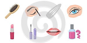Makeup and cosmetics icons in set collection for design.
