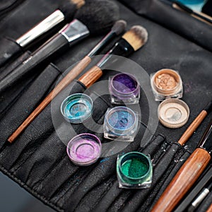 Makeup cosmetics. Work set for a beautician.