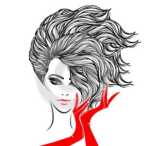 Makeup, hairstyle, beauty salon, fashion illustration.