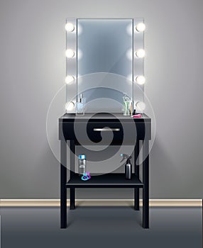 Makeup Mirror Realistic Composition