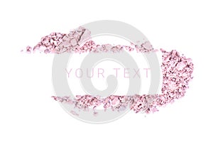 Makeup powder banner with text isolated on white background.