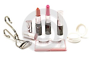 Makeup set with lipstick false lashes eyelash curler and eyesha